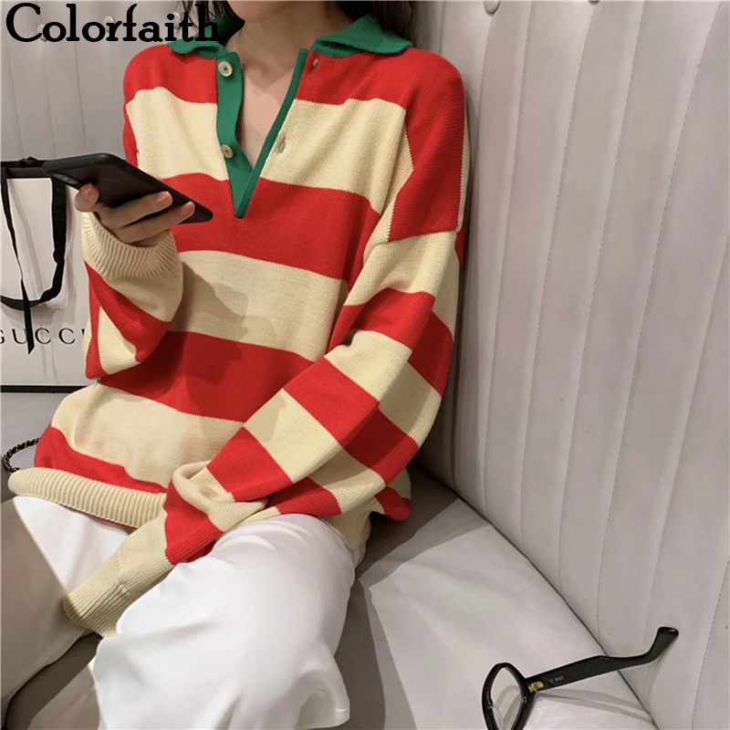 Colorfaith новинка 2019 Осень-зима женские свитера пуловеры свитшоты топы модные
