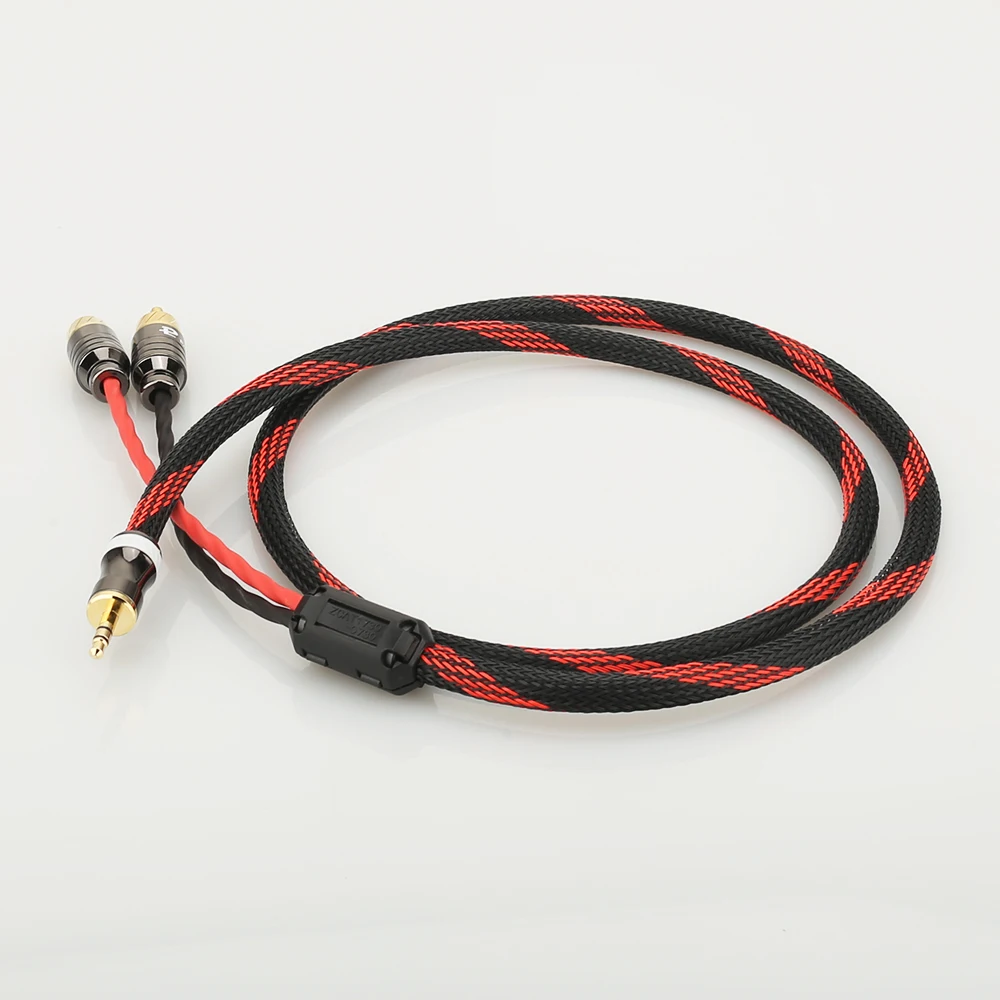  Hifi Canare 3.5mm to 2RCA Audio Cable PC Mobilephone Amplifier Interconnect High Quality 3.5 Jack t