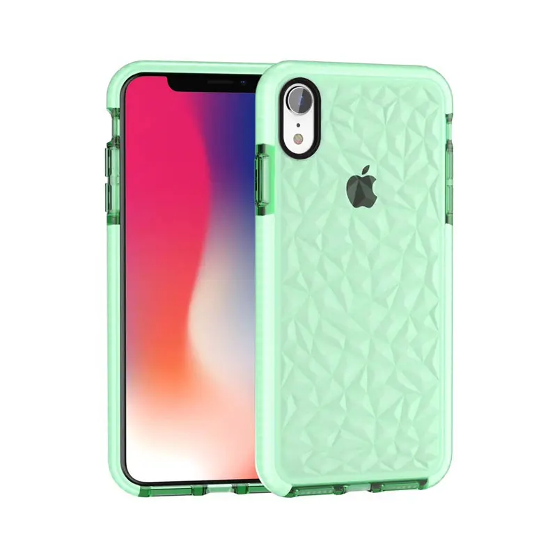 Для iPhone 11 Pro Max противоударный чехол с алмазной текстурой на 360 градусов Полная защита для iPhone чехол X XR XS 8 7 6S Plus 6 - Цвет: Светло-зеленый
