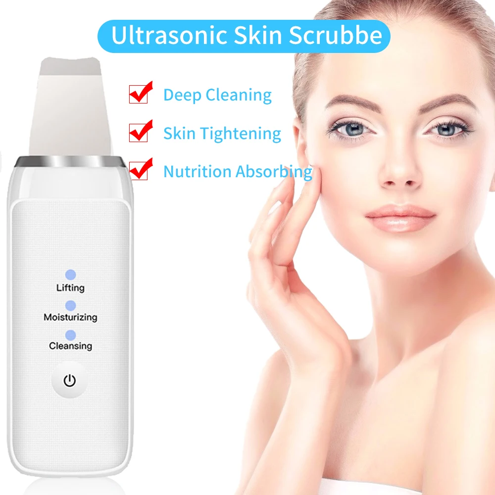 

Facial Cleansing Ultrasonic Skin Scrubber Cavitation Exfoliation Ultrasonic Exfoliating Spa Spatula to Remove Blackheads