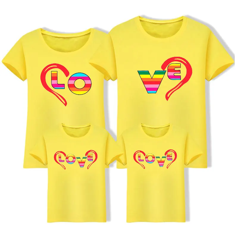 Yellow Одежда для всей семьи; одинаковые комплекты для семьи; футболка с короткими рукавами для мамы и дочки; для папы, мамы и ребенка; семейный костюм; одежда для папы и сына - Цвет: Yellow