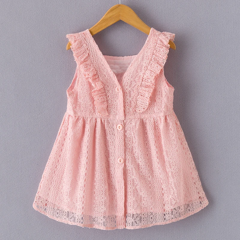 AX572Pink Кружевное платье для девочки Bear Leader, летнее праздничное цельнокроеное приталенное платье для детей возрастом от 3 до 7 лет - Цвет: AX572Pink