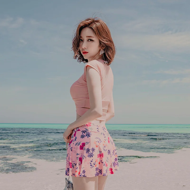 

2020 New Style Two-piece Swimsuits Women's Korean-style Conservative Small qing xin wen quan Swimwear Tour Bathing Suit