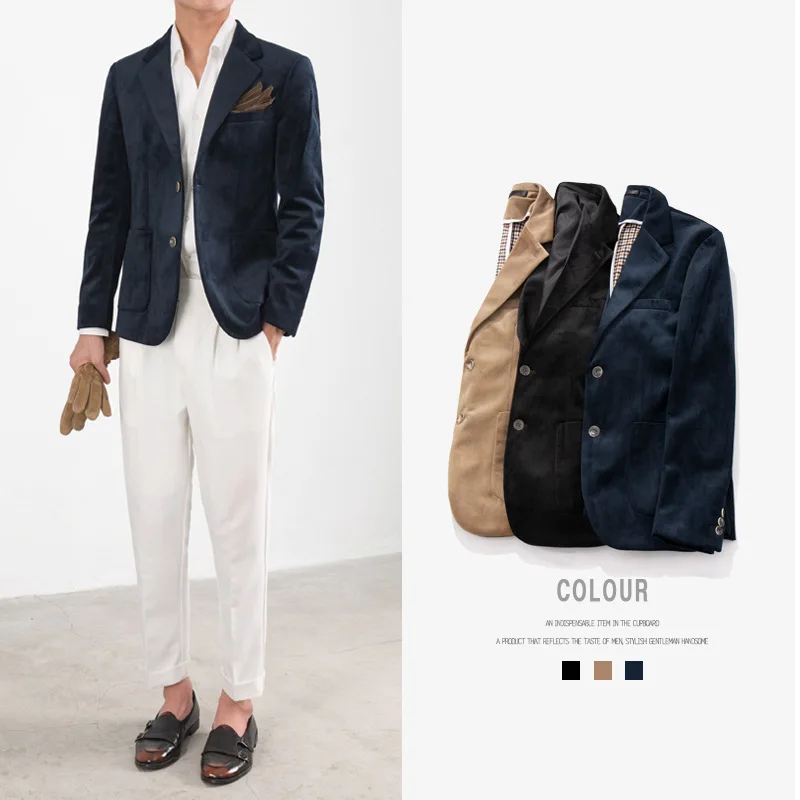 

Zogaa 2019 New Fashion Autumn Casual Men's Suits Corduroy Slim One-piece Trend Single West Fashion Small Male Suits Hot Sale