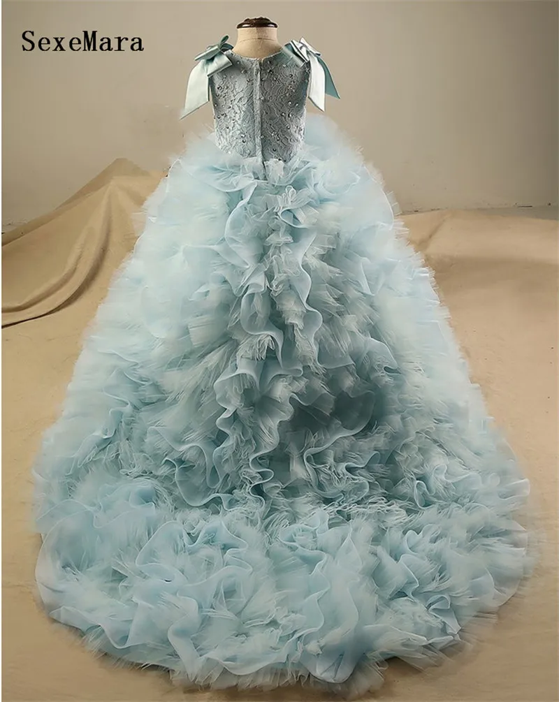 Модные пышные платья для девочек, длинные Детские бальные платья Vestido de Tulle, Платья с цветочным узором для девочек на свадьбу, пышное вечернее платье