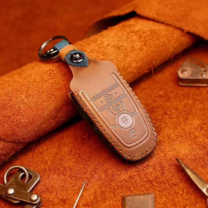 EASYANT Business retro fashion trend car leather key case suitable for Ford key case Fox Mondeo bag Sharp world leather buckle s
