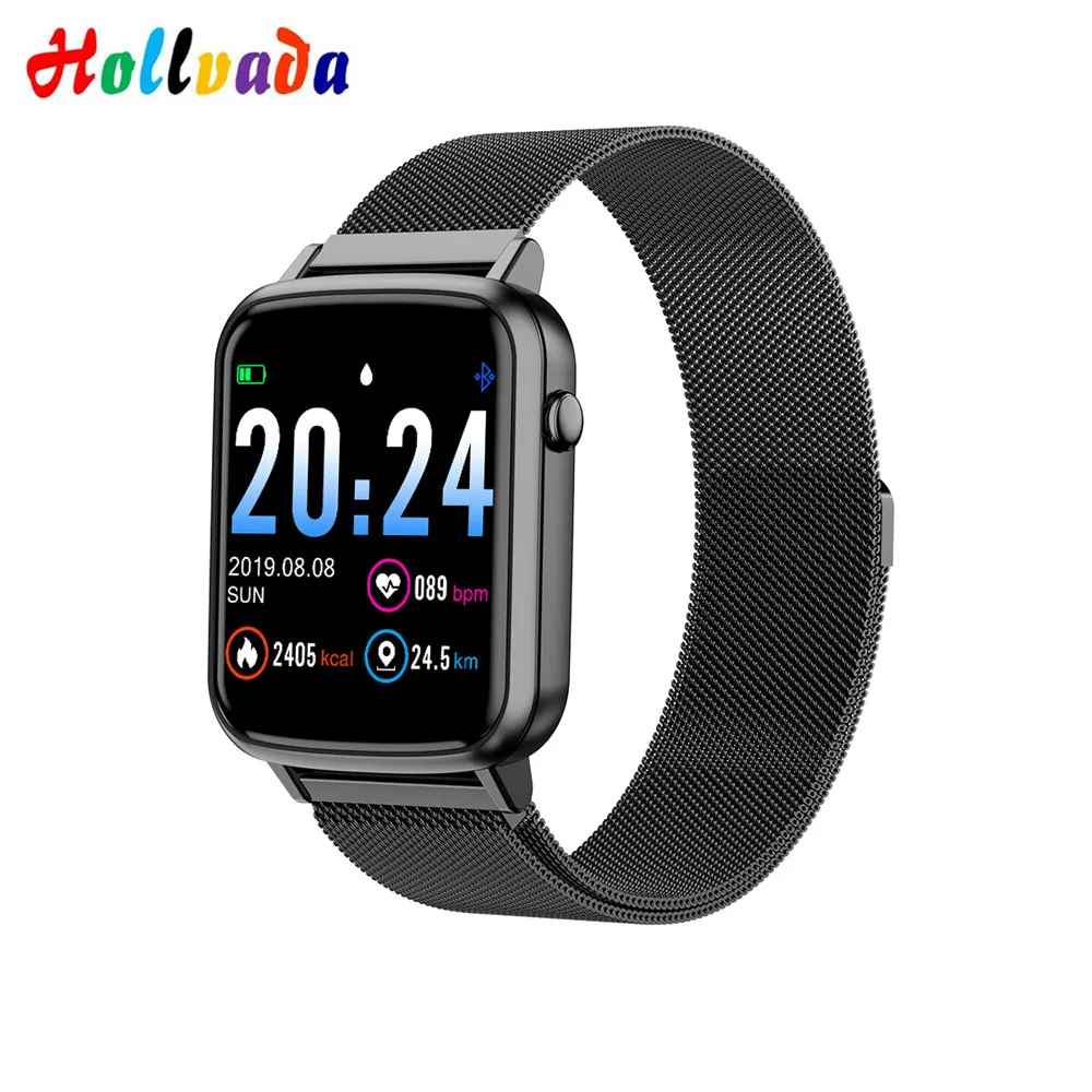 Hollvada Bluetooth, кровяное давление, умные часы, фитнес-трекер, браслет, умный Браслет для IOS 1,3 дюймов, ips цвет, R25 - Цвет: metal black