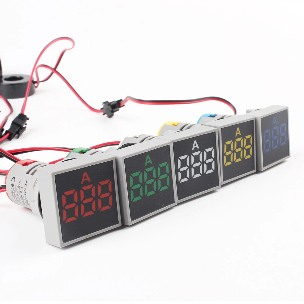 

22mm AC 20V-500V 0-100A LED Voltmeter voltage meter indicator pilot light Red Yellow Green white Blue digital ammeter
