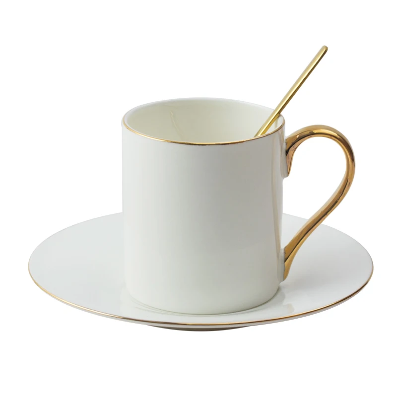 Золотой край в форме шариковой ручки чашка с блюдцем с ложкой в скандинавском стиле кофе магазин украшения Питьевая утварь