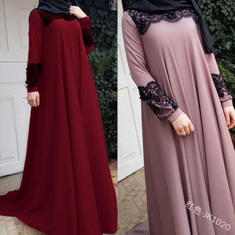 Элегантное мусульманское кружевное платье abaya длинное вечернее платье Vestidos кардиган-кимоно длинные халаты Jubah Ближний Восток Eid Рамадан исламский - Цвет: red