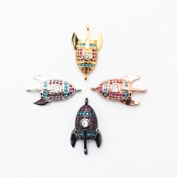 

Rocket Copper Jewelry Connector Zircon Necklace Bracelet Rhinestone Diy Micro Connector Perforation Jewelry Making