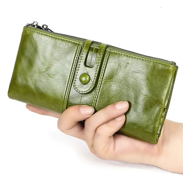 New Design Women Clutch Wallets Genuine Leather Male Women's Long Wallet Zipper Purse Coin Purse Money Phone Bag RFID Wallet 4