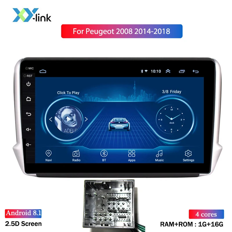 308cable 1G 16G Ips 2.5D 10,1 дюймов Android 8,1 Автомобильный gps Мультимедиа для peugeot 2008 208 серии- навигационный плеер - Цвет: 308cable 1G 16G