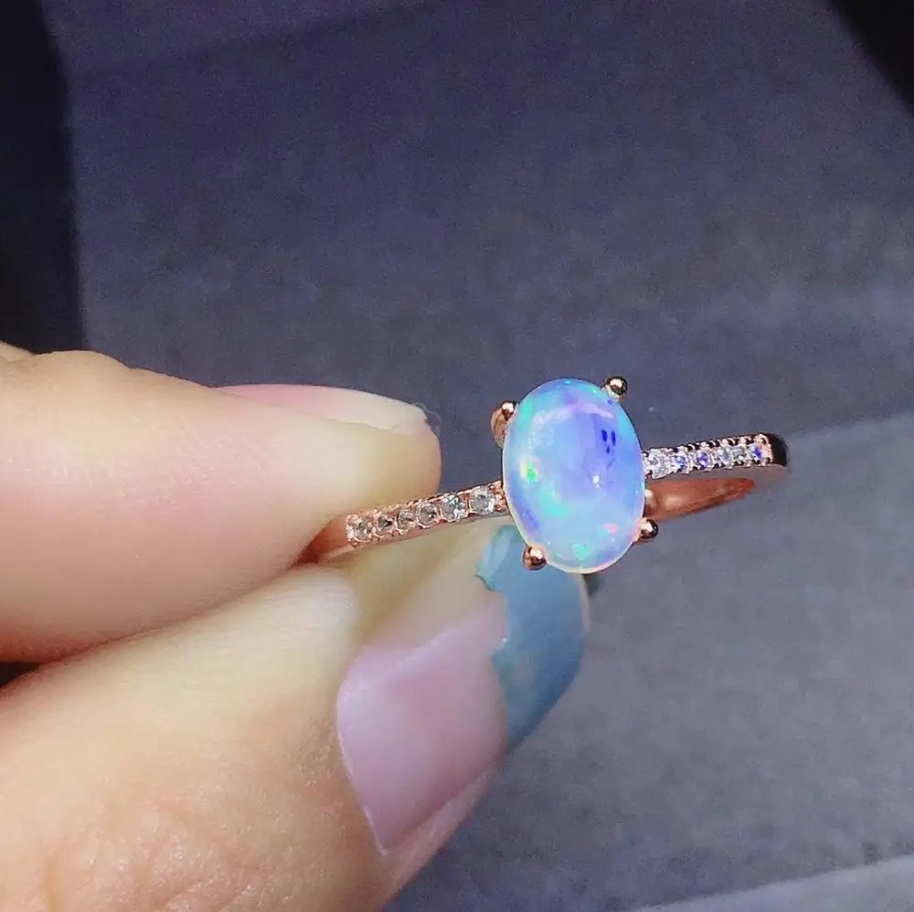KJJEAXCMY fine jewelry 925 sterling silver inlaid Natural opal gemstone ring classic fashion female support detection exquisite
