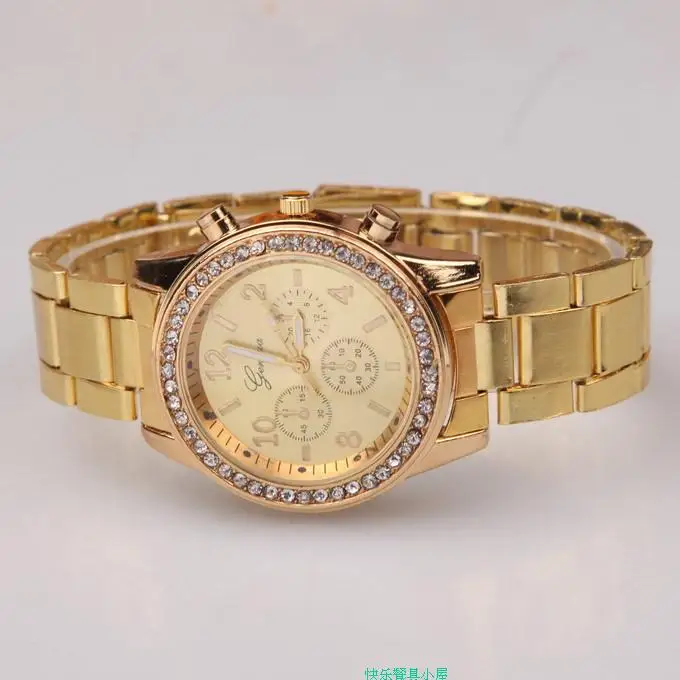 2019 New Fashion Chronograph Plated Classic Geneva Quartz Ladies Watch Women Crystals Wristwatches Relogio Feminino Gift clock