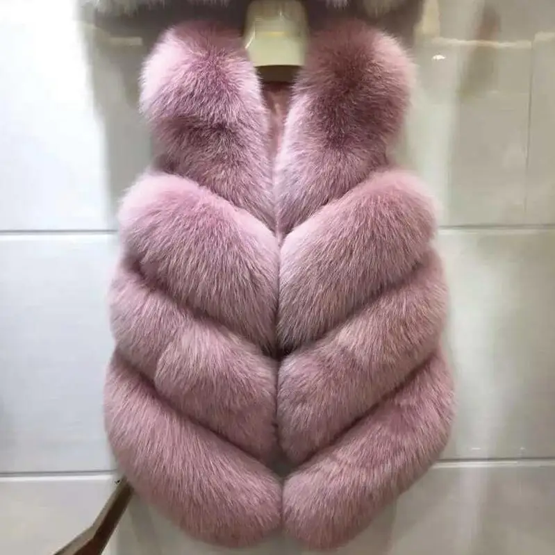 Новинка, модное пальто из искусственного меха, зимнее пальто, женский жилет, меховой жилет, женская меховая куртка, пальто, меховой жилет для женщин - Цвет: Розовый