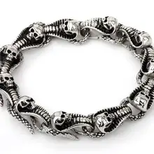 Модные панк браслеты из нержавеющей стали с черепом 22 см рок крутые браслеты мужские браслеты ювелирные изделия подарок