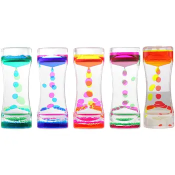 1PC Single Color Timer Sandglass Floating Liquid Oil Acrylic Hourglass Waist Shape Oil Liquid Motion Bubble Desk Toys Gift Decor 1