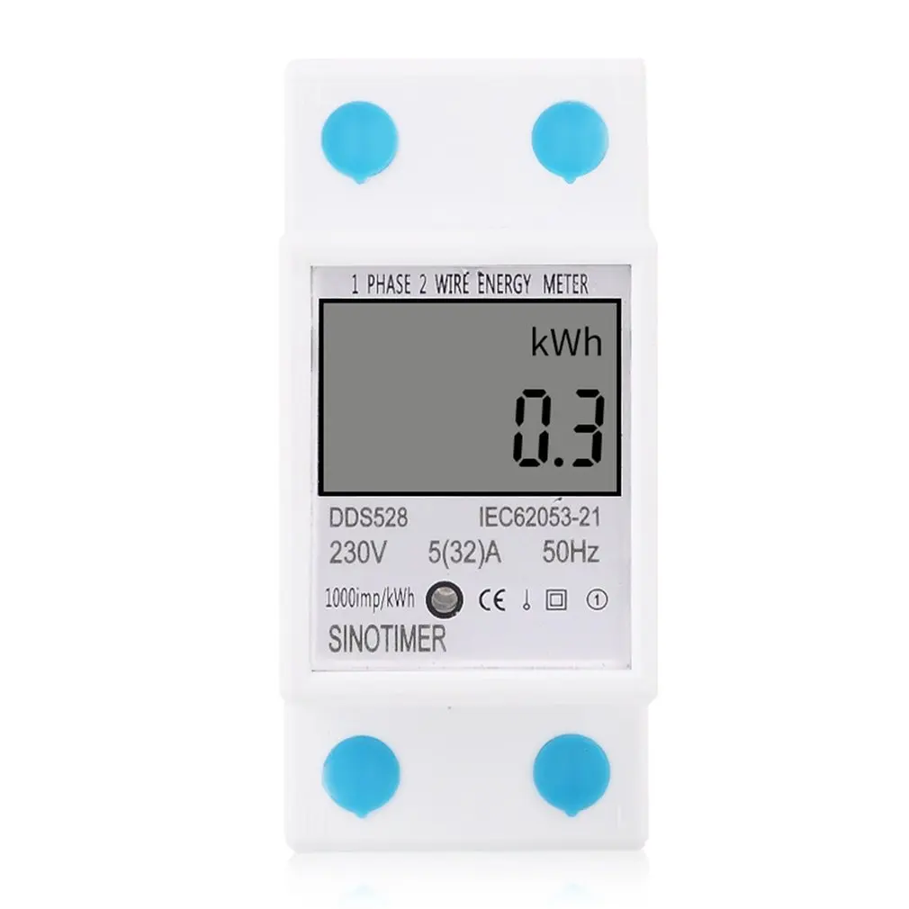 

Single Phase Two Wire Din Rail Digital Wattmeter Power Consumption Watt Energy Meter Electricity Analyzer Monitor
