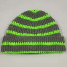 Короткий вязаный полосатый головной убор зимние шапочки для женщин мужские теплые манжеты шапка апельсин, Лайм зеленый ярко розовый