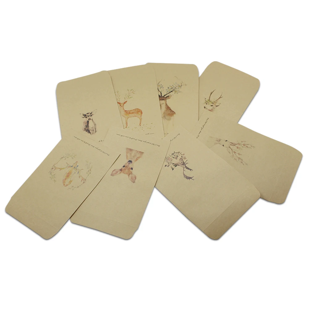  Retro Kraft Paper Envelope Bag Small Deer Wedding Invitation Greeting Card Photo Package Box Letter - 4000526113529