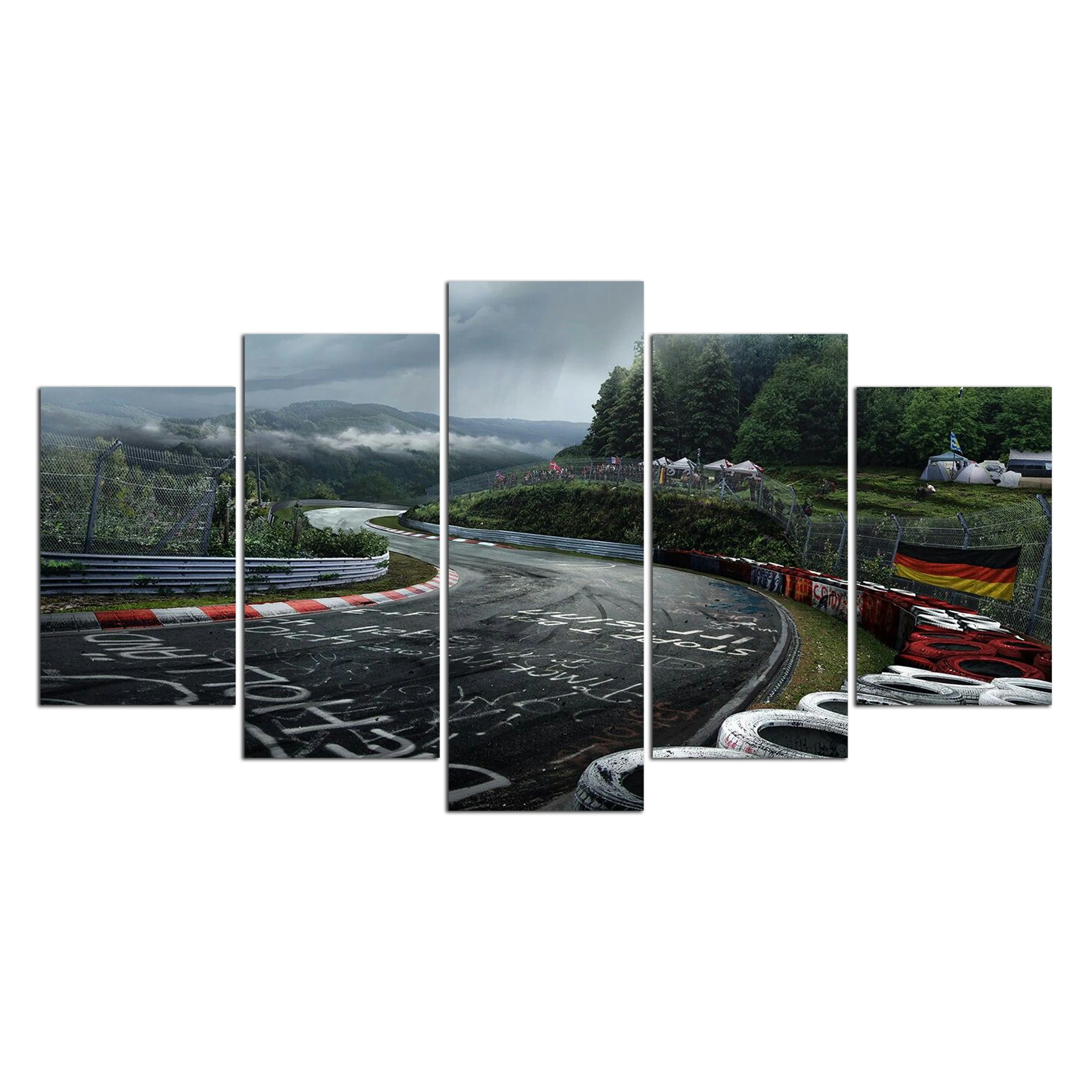 Картины напечатанные на холсте настенная живопись 5 панель Nurburgring ралли дорога украшение дома модуль плакат для гостиной