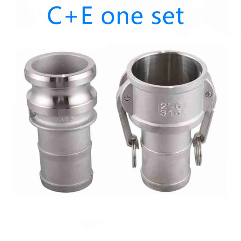 

C+E one set of Camlock Fitting Adapter Homebrew 304 Stainless Steel Connector Quick Release Coupler 1/2"3/4"1 1-1/4"1-1/2"