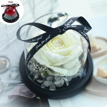 

Preserved Valentines Day Gift Exclusive Rose In Glass Dome With Lights Eternal Real Rose Mother's Day Gift