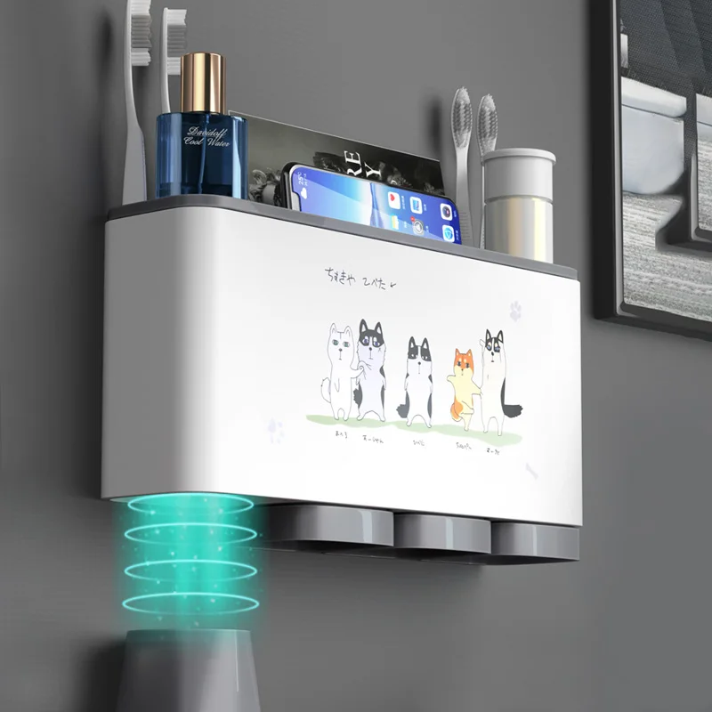Wall-mount Toothbrush Holder Punch Free Toothbrush Rack with Cup Automatic Toothpaste Squeezer Dispenser Bathroom Accessories Se