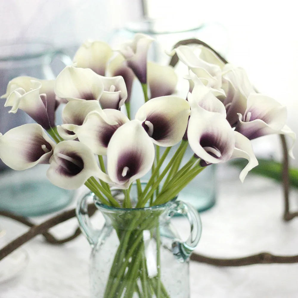 Fake flower home decoration plastic fake garden 6 PC artificial calla lily wedding home decoration bouquet 8.5