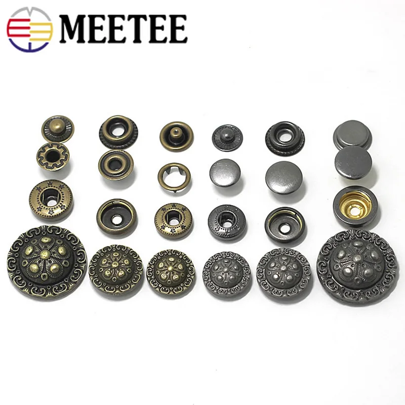10pcs 15/17/25mm Retro Metal Snap Buttons Fastener Wallet Leather Buckles Clothes Combined Button DIY Garment Accessories D3 7|snap fastener|buttons