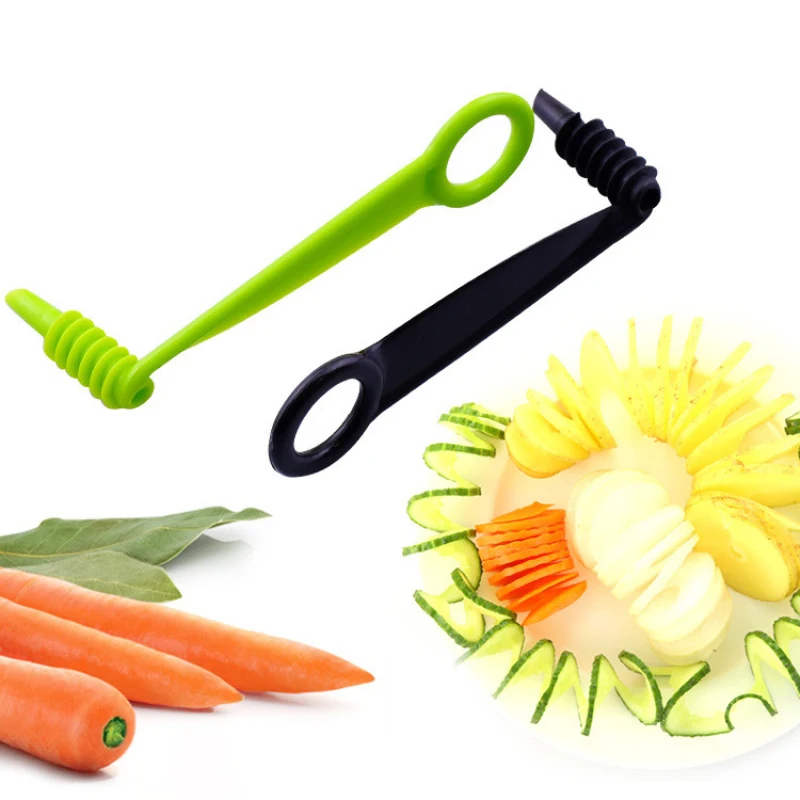 Cheers.US 4 Pcs Vegetables Spiral Knife Carving Tool Potato Carrot Cucumber  Salad Chopper Manual Spiral Screw Slicer Cutter Spiralizer, Kitchen