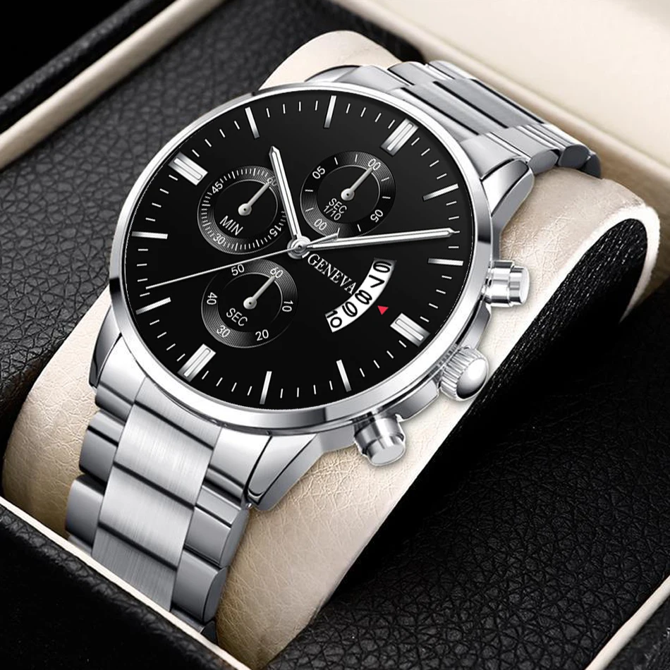 2020 Fashion Trend Men's Stainless Steel Watch Luxury Calendar Quartz Watch Men's Business Casual Watch