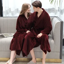 Women Winter Warm Plaid Long Flannel Bathrobe 40-130KG Plus Size Bath Robe Cozy Kimono Robes Night Dressing Gown Men Sleepwear