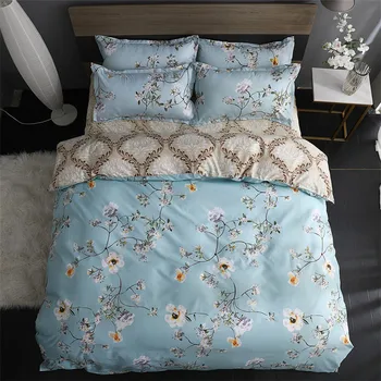 

Blue Flower Print Girl Boy Kid Bed Cover Set Duvet Cover Adult Child Bed Sheets And Pillowcases Comforter Bedding Set 61071