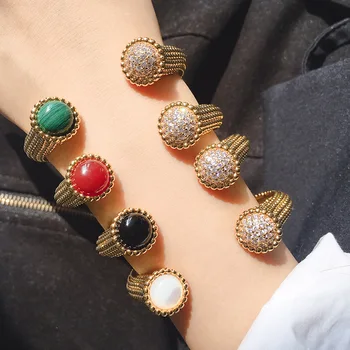 

2019 fashion hit jewelry classic hemispherical bracelet with micro - zircon asymmetrical opening