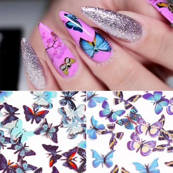

1 Box 50Pcs Colorful Butterfly Nail Flakes Set Sparkle Sequins Paillette Spangle Manicuring Nail Art 3D DIY Decoration