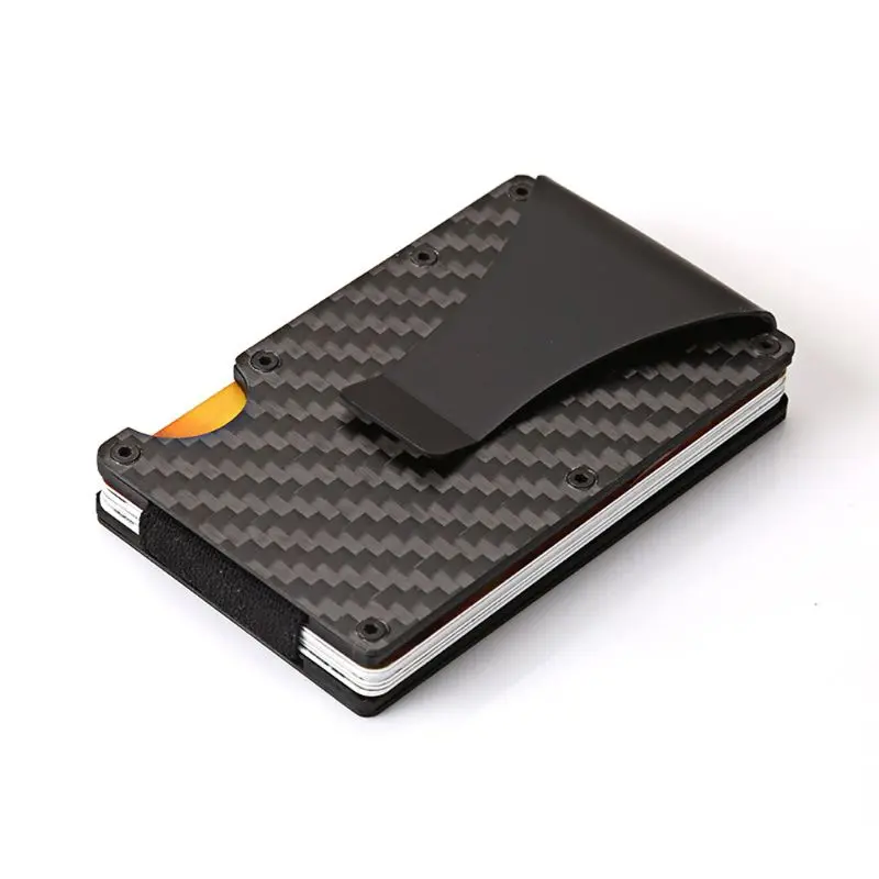 

Men Minimalist Carbon Fiber Credit Card Wallet Money Clip RFID Slim