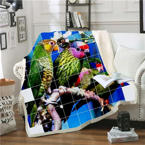 Одеяло с 3D принтом Parrot Brid, шерстяное одеяло, покрывало для дивана, постельные принадлежности для путешествий, бархатное плюшевое Флисовое одеяло, покрывало - Цвет: 6