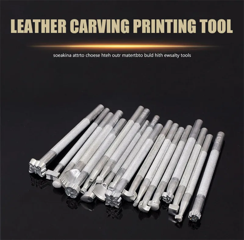 

20pcs Leather Puncher Tools Working Saddle Making Set Carving Craft Stamping Embossing Tools Leather Stamping Tool