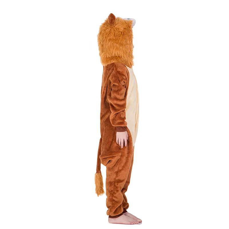 Cartoon Lion Baby Boys Pajamas Girls Hoodie Flannel Sleepwear Cute Cosplay Pajamas Costume Onesies For Kids Baby Party Bodysuit