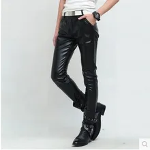 Новая Корейская версия мужские панк кожаные брюки простые узкие брюки мужские мотоциклетные модные белые кожаные брюки