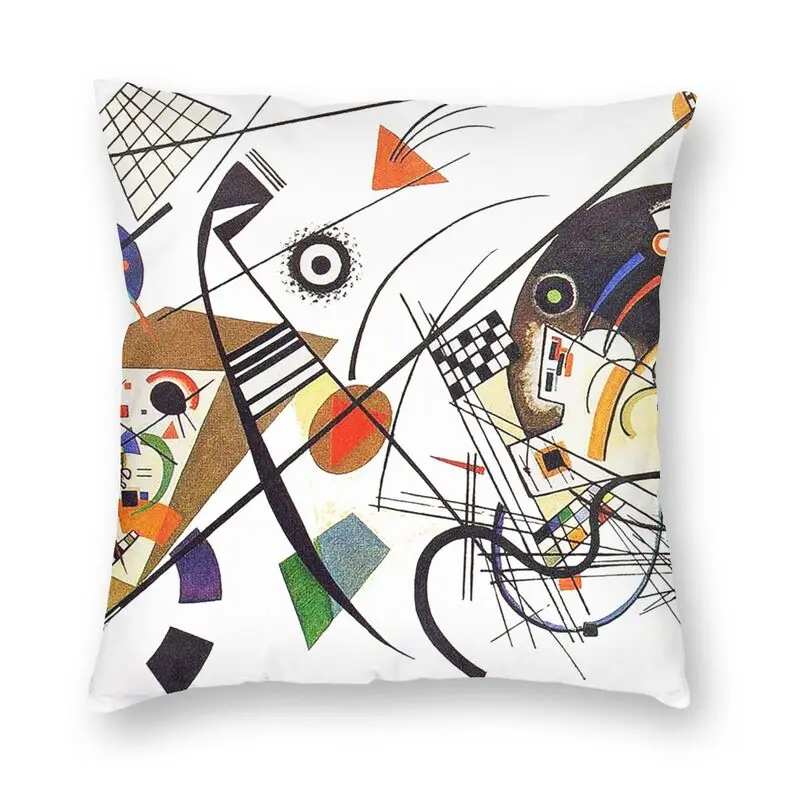 Мягкая подушка Wassily Kandinsky голубая красная желтая с абстрактным изображением