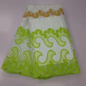 

2020 African lace fabric cotton lace fabric guipure lace fabric in lemon green /black/orange/blue color high quality 5 yards