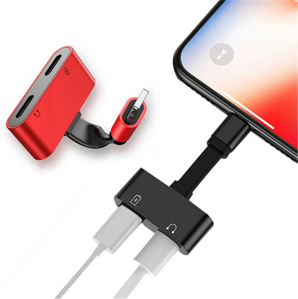 

2 in 1 audio charger adapter for Iphone 7 8 Plus X data cable Audio Cable converter for lighting to headphone cable splitter