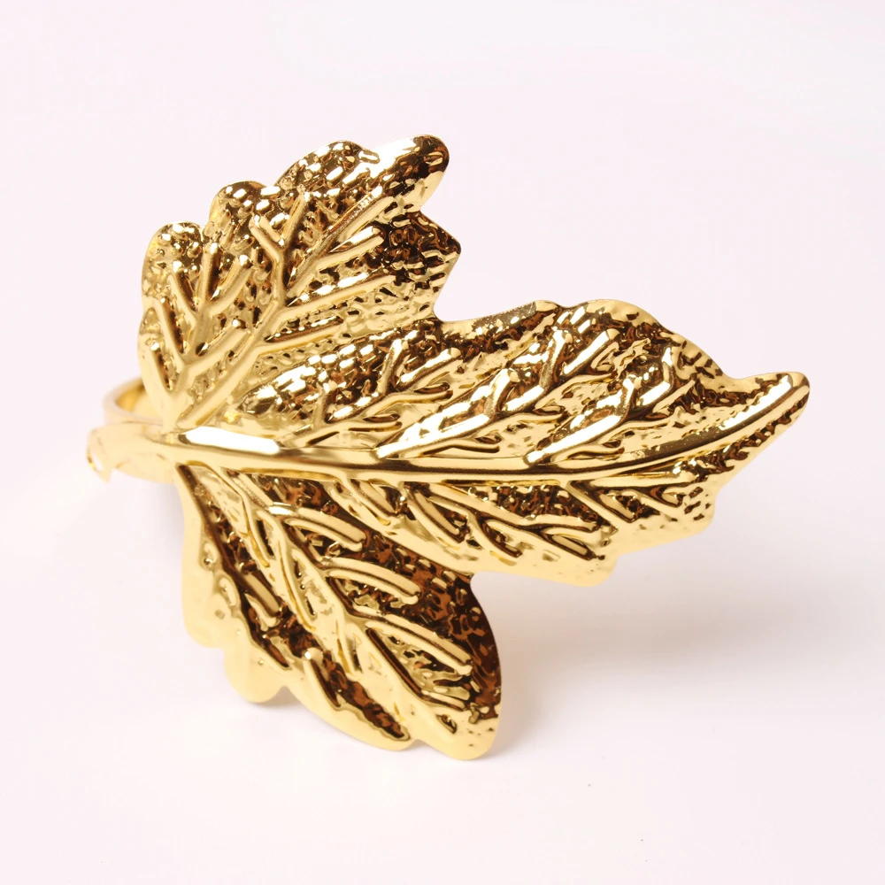 12 шт./металлическое позолоченное кольцо для салфеток в виде кленового листа | Дом