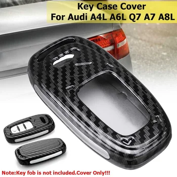 

Car Key Case Cover Remote key Shell Protector ABS Carbon Black Fits For Audi A4L A5 A6L Q5 Q7 S6 A7 A8L