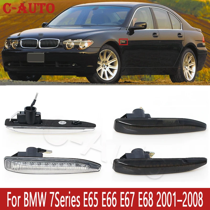 

C-Auto 2pcs LED Side Marker Indicator Repeater Light Turn Signal Light Panel Lamp Blinker For BMW 7 Series E65 E66 E67 E68 01-08