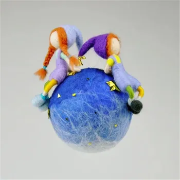 

DIY Watching the Sky Custom Little Fairy Wool Felt Craft Non Finished Poked Set Handcraft Kit for Needle Material With Video