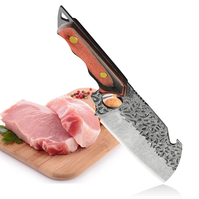 XYJ Full Tang 6.5 Inch Small Hunting Knife Meat Cleavers Slaughter Butcher Turkey Boning High Carbon Steel Knives With Whetstone 2